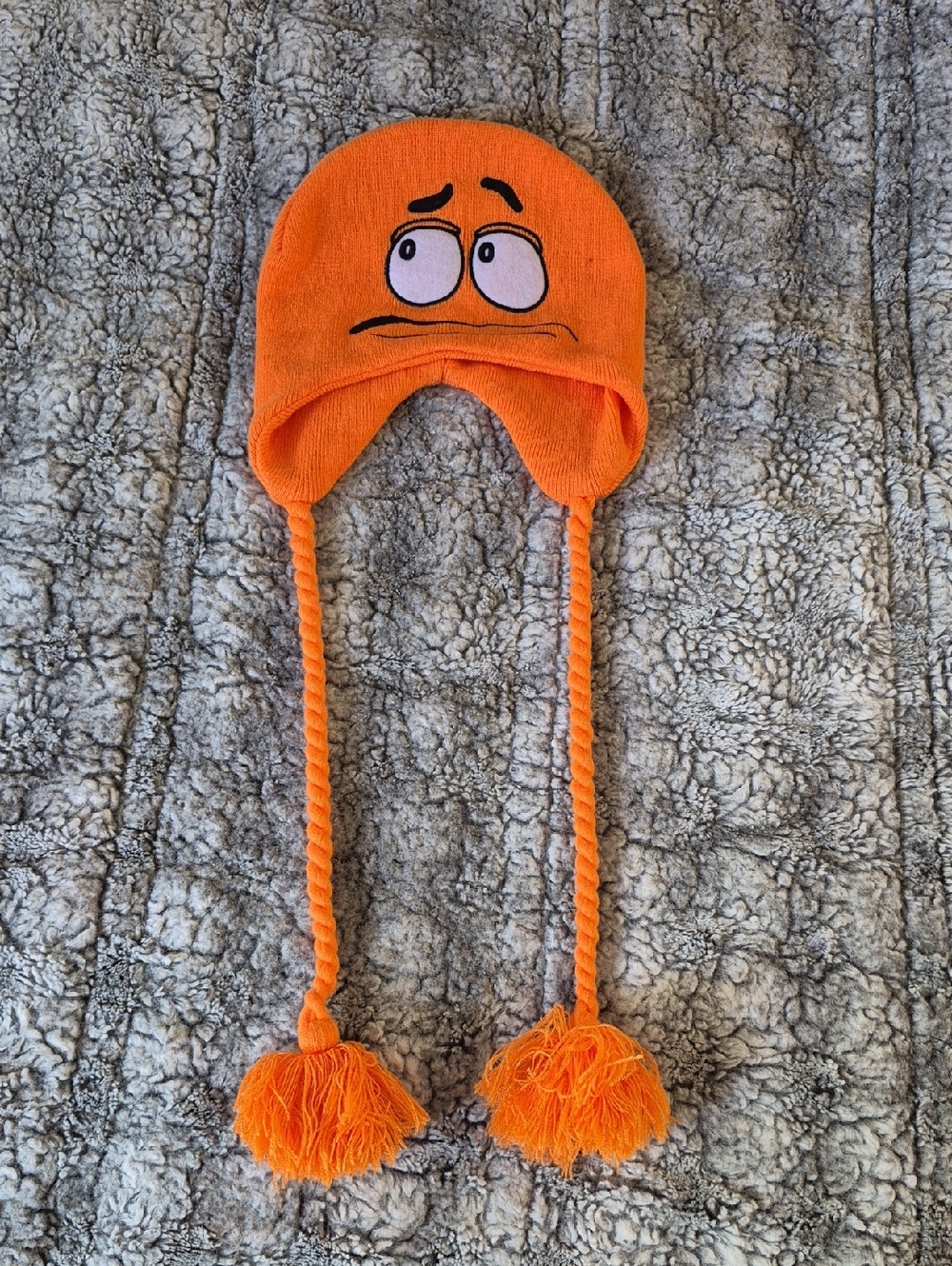 M&M'S 🖤 Orange Knit Beanie with Braided Tassels (704)